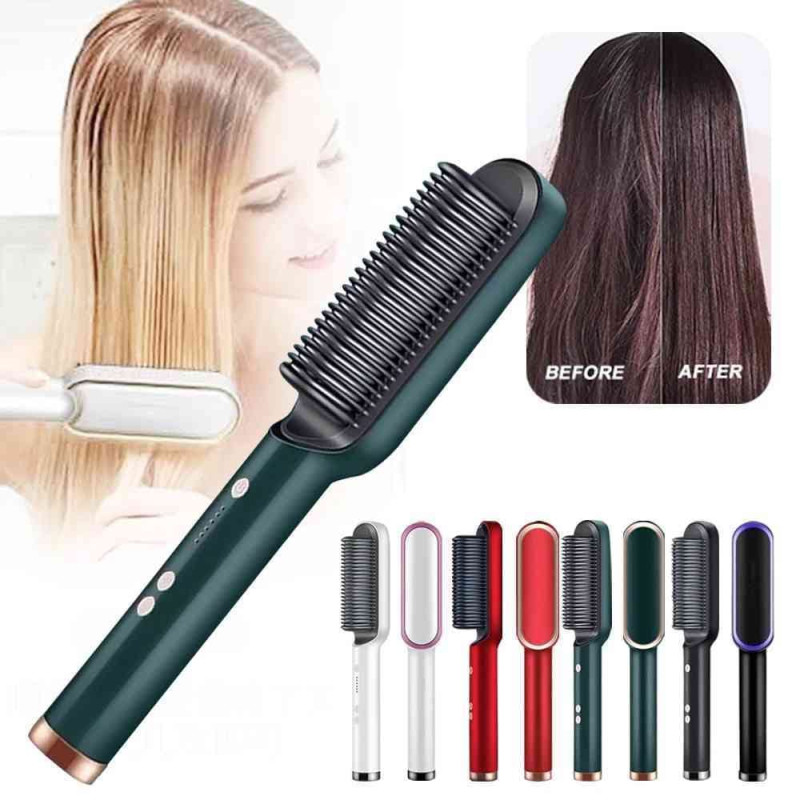 2in1 Hair Straightener+Curler Comb Brush-New